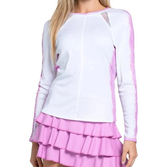 Womens Pink Tiered Lucky in Love  Tennis Skirt, S - Picture 3 of 8